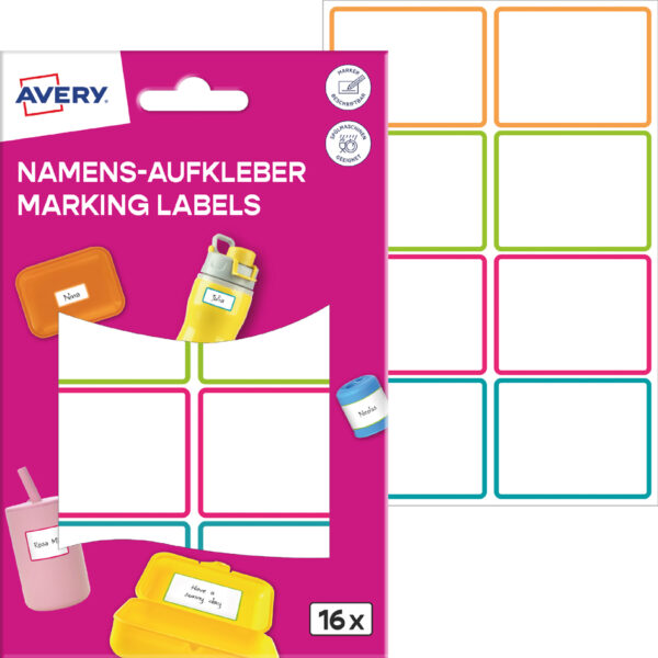 AVERY Naamstickers, Folie, 34 x 48 mm, Gekleurde Rand