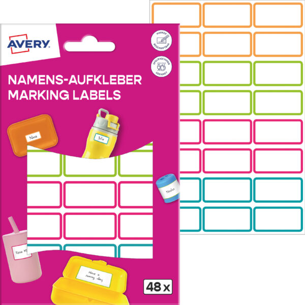 AVERY Naamstickers, Folie, 15 x 32 mm, Gekleurd kader