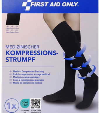 FIRST AID ONLY Compressiekous, kniehoog, maat M, zwart