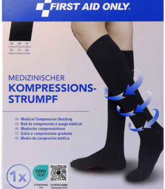 FIRST AID ONLY Compressiekous, kniehoog, maat L, zwart