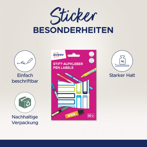 AVERY Stiftetiketten, papier, 10 x 50 mm, gekleurde kaders