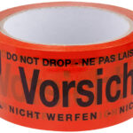 Signaalwaarschuwingstape 'Voorzichtig glas', rood, uit polypropyleen.