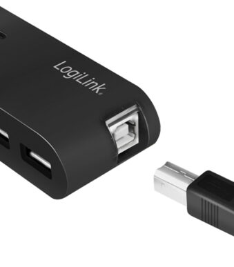 LogiLink USB 2.0 hub met voeding, 4 aansluitingen, zwart