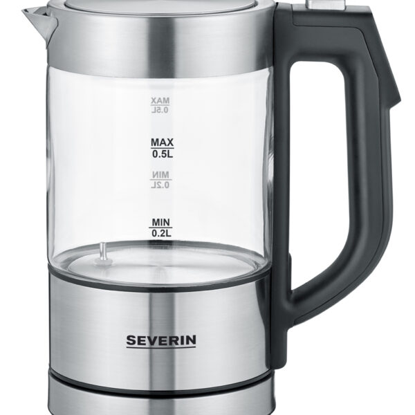 SEVERIN Kleine Waterkoker, 0,5 Liter, Glas/Roestvrijstaal