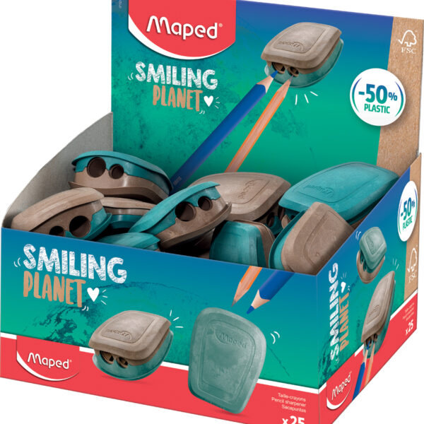 Maped Duo Puntenslijper SMILING PLANET, blauw/bruin