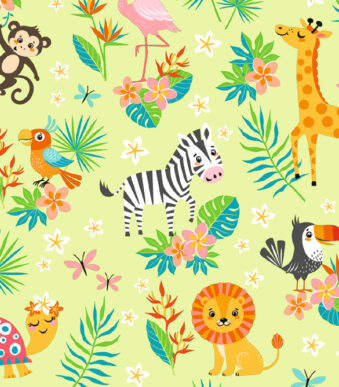 SUSY CARD Cadeaupapier 'Schattige dieren groen', op rol