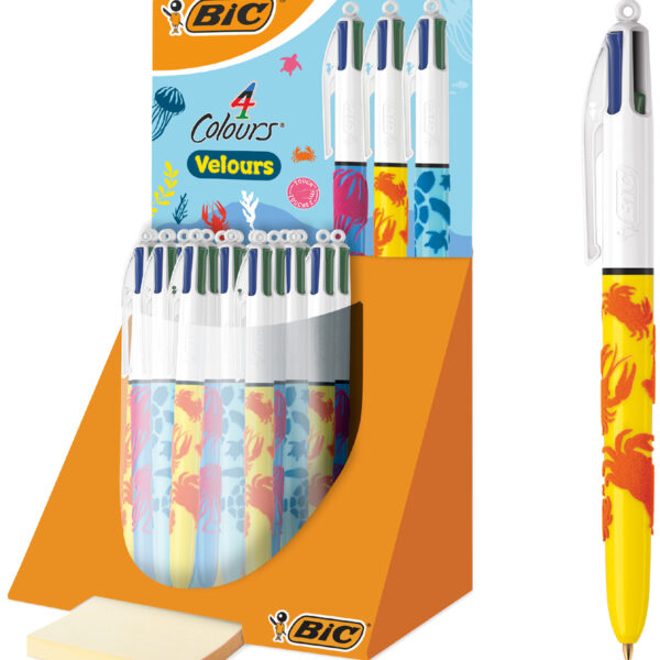 BIC drukbalpen 4 Colours Velours, 30 stuks in display
