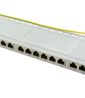 LogiLink 19" Patchpaneel Cat.6A, 24 poorten, lichtgrijs, 0,5 HE