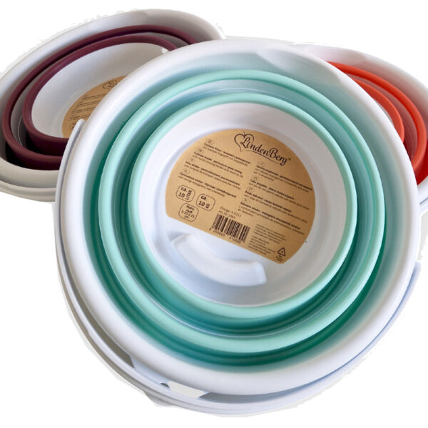 Linden Berg Emmer, opvouwbaar, rond, 10 liter, oranje/wit