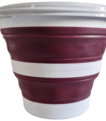 Linden Berg emmer, opvouwbaar, rond, 10 liter, bordeaux/wit
