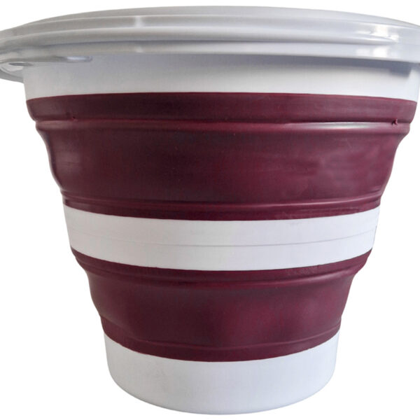 Linden Berg emmer, opvouwbaar, rond, 10 liter, bordeaux/wit