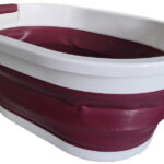 Linden Berg Wasmand, opvouwbaar, 36 liter, bordeauxrood/wit