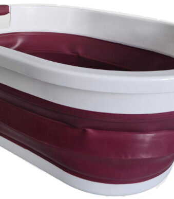 Linden Berg Wasmand, opvouwbaar, 36 liter, bordeauxrood/wit
