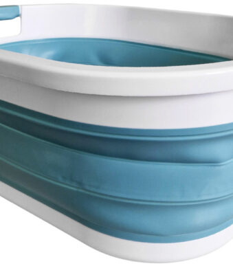 Linden Berg Wasmand, opvouwbaar, 36 liter, blauw/wit