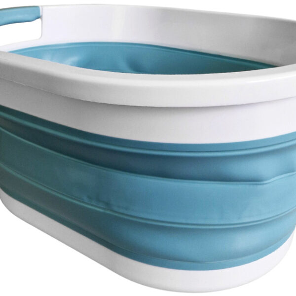 Linden Berg Wasmand, opvouwbaar, 36 liter, blauw/wit