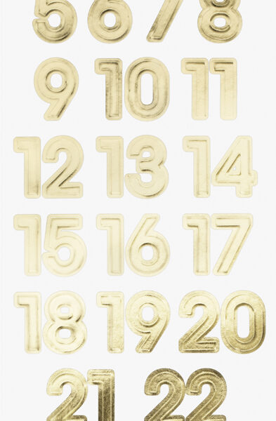 folia Adventkalender-stickers 'NUMBERS GOLD
