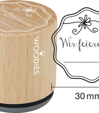 Stempel met opdruk 'Wij vieren op...'