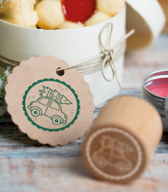 COLOP Woodies stempel 'Auto met kerstboom