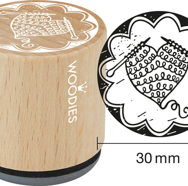 COLOP Woodies houten stempel met gebreid hart motief