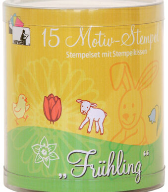 Lentestempels in doorzichtige doos