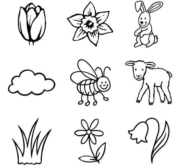 Lentestempels in doorzichtige doos