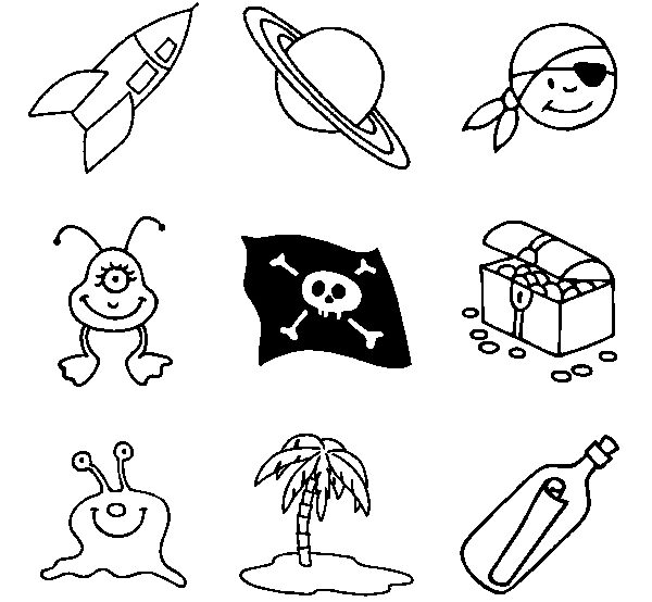 Zegelmotiefset 'Piraten & Ruimtereizigers', Ronde Doos