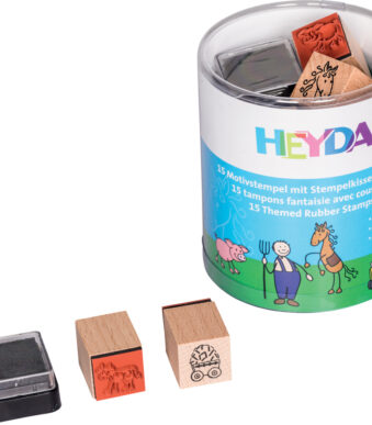 Stempel set 'Paardje & Boerderij', ronde doos