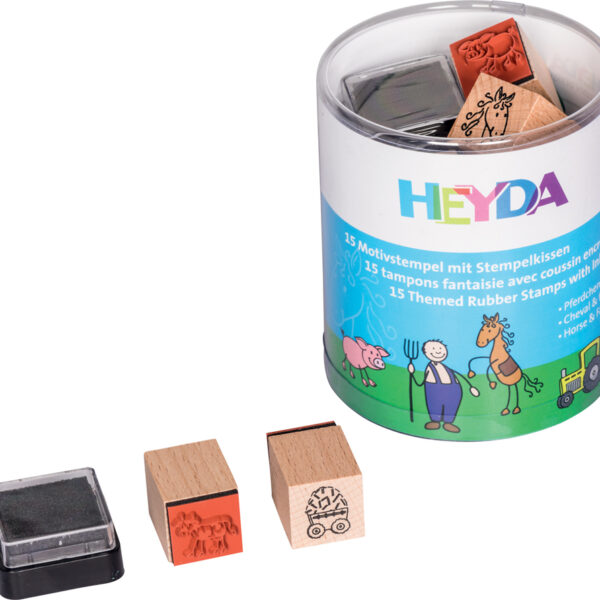 Stempel set 'Paardje & Boerderij', ronde doos