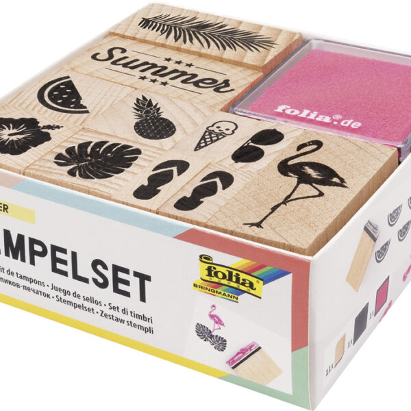 Houten zomerse stempelset, 13 stuks