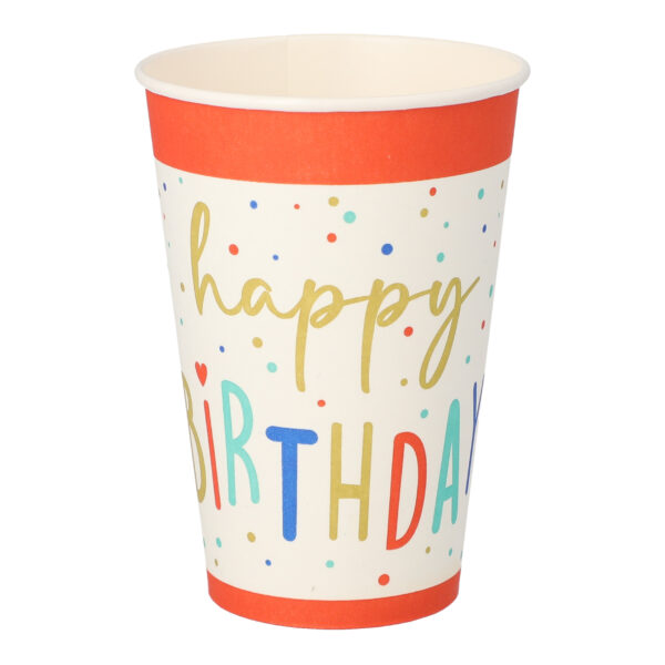 PAPSTAR Kartonnen drinkbekers 'Happy Birthday', 0,2 l