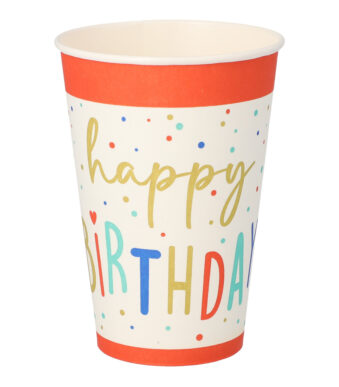 PAPSTAR Kartonnen drinkbekers 'Happy Birthday', 0,2 l
