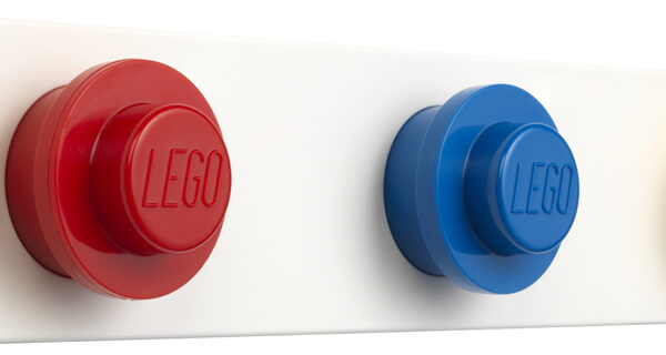 LEGO wandkapstok met 3 haken, rood/blauw/geel