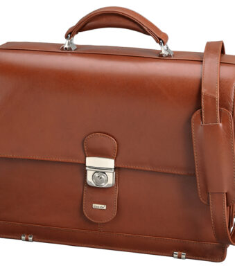 Aktetas 'Mocca', leder, cognackleurig