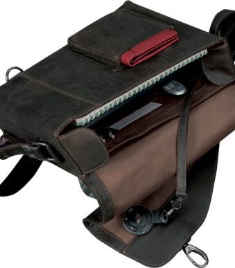 Leren schoudertasje 'MRS. NOEL', bruin