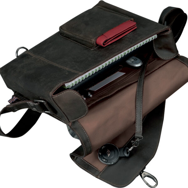 Leren schoudertasje 'MRS. NOEL', bruin