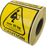 rillprint waarschuwingsetiketten 'CAUTION OVER 20 KG