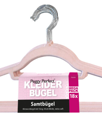 Peggy Perfect Kledinghangers 'Fluweel' met stang, 18 stuks