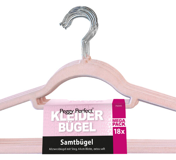 Peggy Perfect Kledinghangers 'Fluweel' met stang, 18 stuks