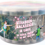 JAMASIA Stoepkrijt met glitter, 50 stuks in kunststof emmer