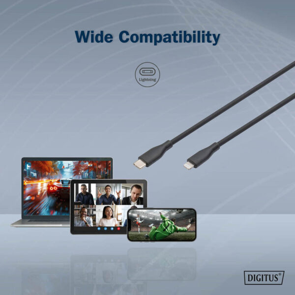 DIGITUS Siliconen aansluitkabel, USB-C naar Lightning, 0,5 m