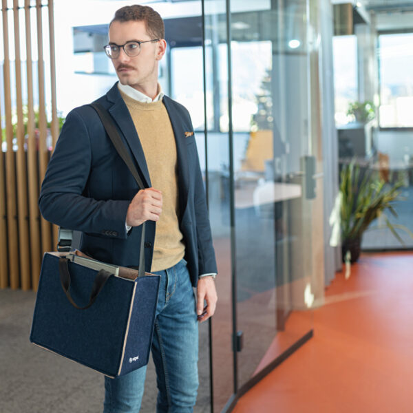 Sigel Business Vilten Tas Desk Sharing Bag Bicolor M, blauw