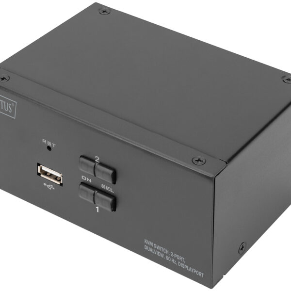 DIGITUS KVM switch, 2 poorten, Dual Display, 4K, DisplayPort