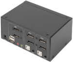 DIGITUS KVM switch, 2 poorten, Dual Display, 4K, DisplayPort