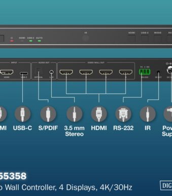 DIGITUS 4K HDMI Video Wall Controller, zwart