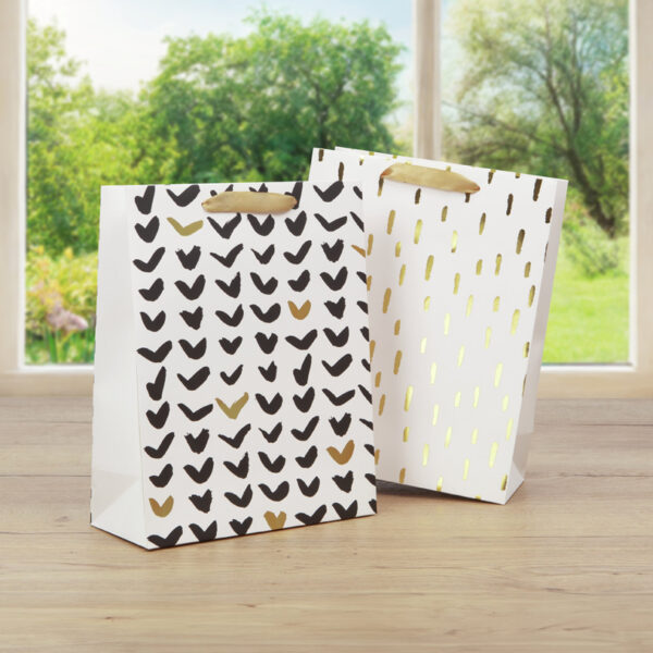 Sigel cadeau-tassenset 'Brush Art Black & Gold', 4 stuks