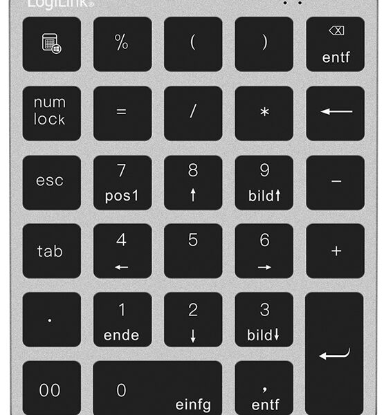 LogiLink Bluetooth 5.0 Numeriek Toetsenbord, 28 Toetsen, Draadloos, Grijs