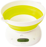 Little balance opvouwbare digitale keukenweegschaal Bol Up, wit/lichtgroen
