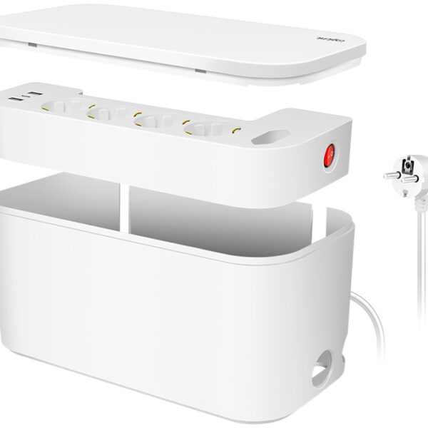 LogiLink Kabelbox met stekkerdoos, 5-voudig, wit