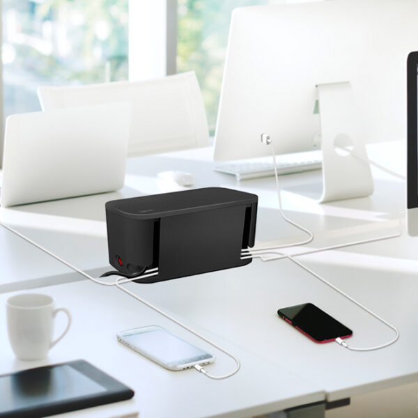 LogiLink Kabelbox met stekkerdoos, 5-voudig, zwart