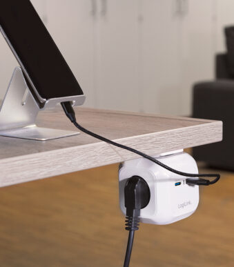 LogiLink Stekkerdoos, 4-voudig + 2x USB, wit